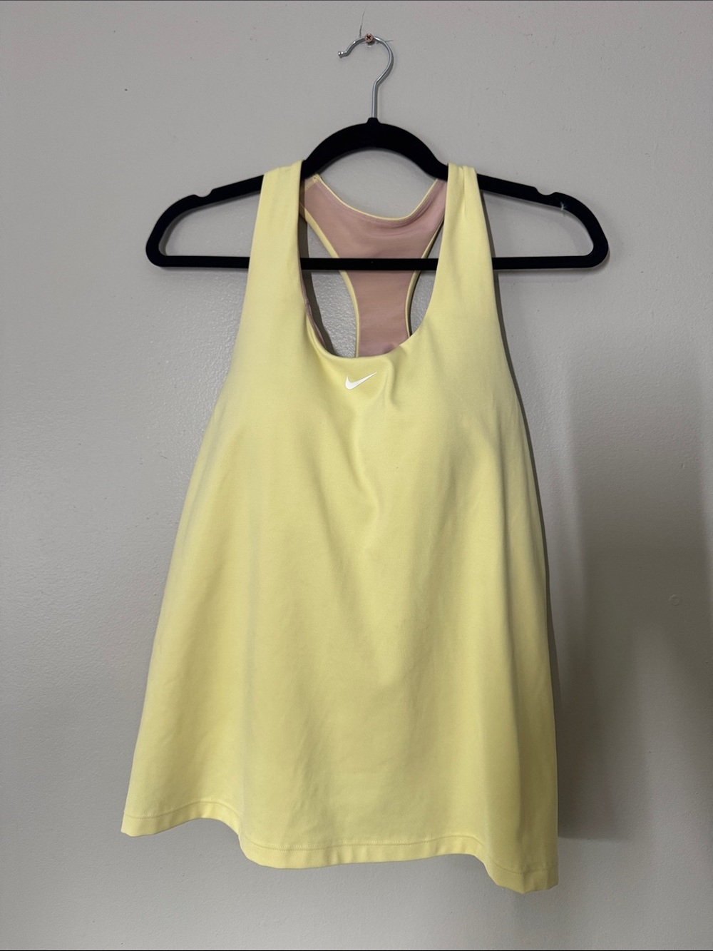 Nike Yellow Racerback Tank with Pink Inner Lining